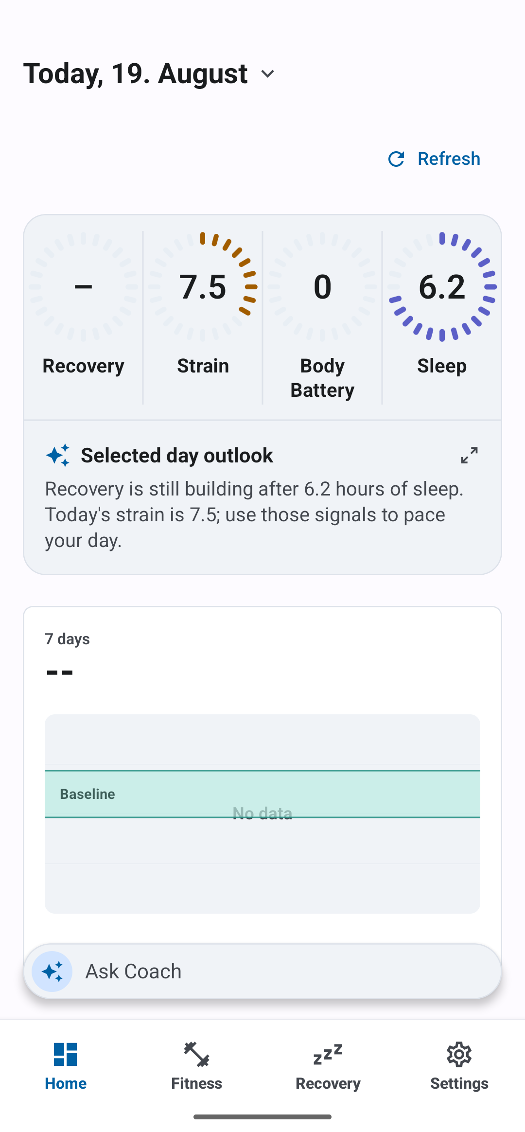 Lepo home screen showing daily outlook